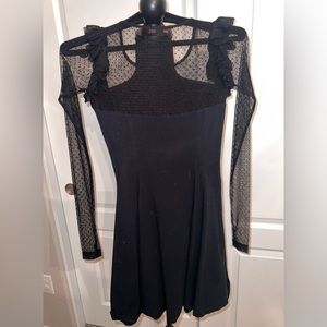 Betsey Johnson knit dress with lace sleeves.  Size P pleated dress